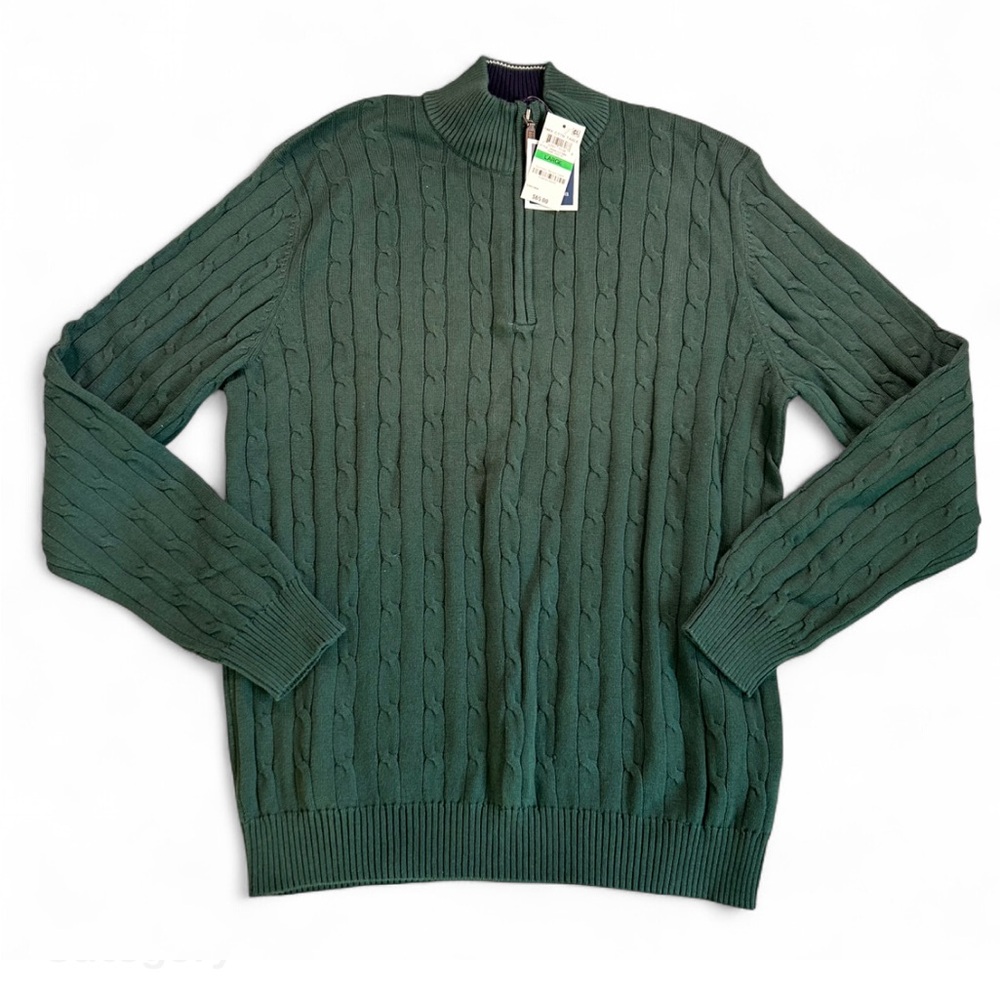 NWT Club Room Men's Green Quarter Zip Sweater